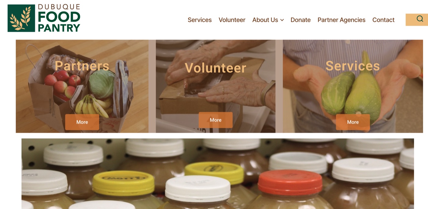 Dubuque Food Pantry website homepage