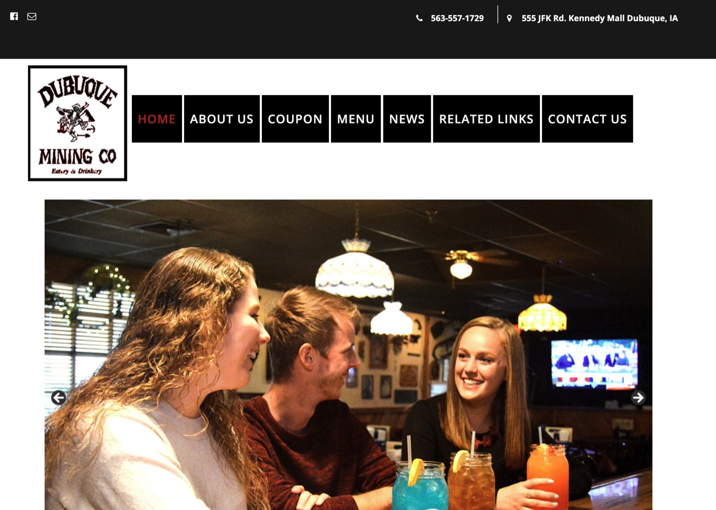 Dubuque Mining Co. restaurant website homepage