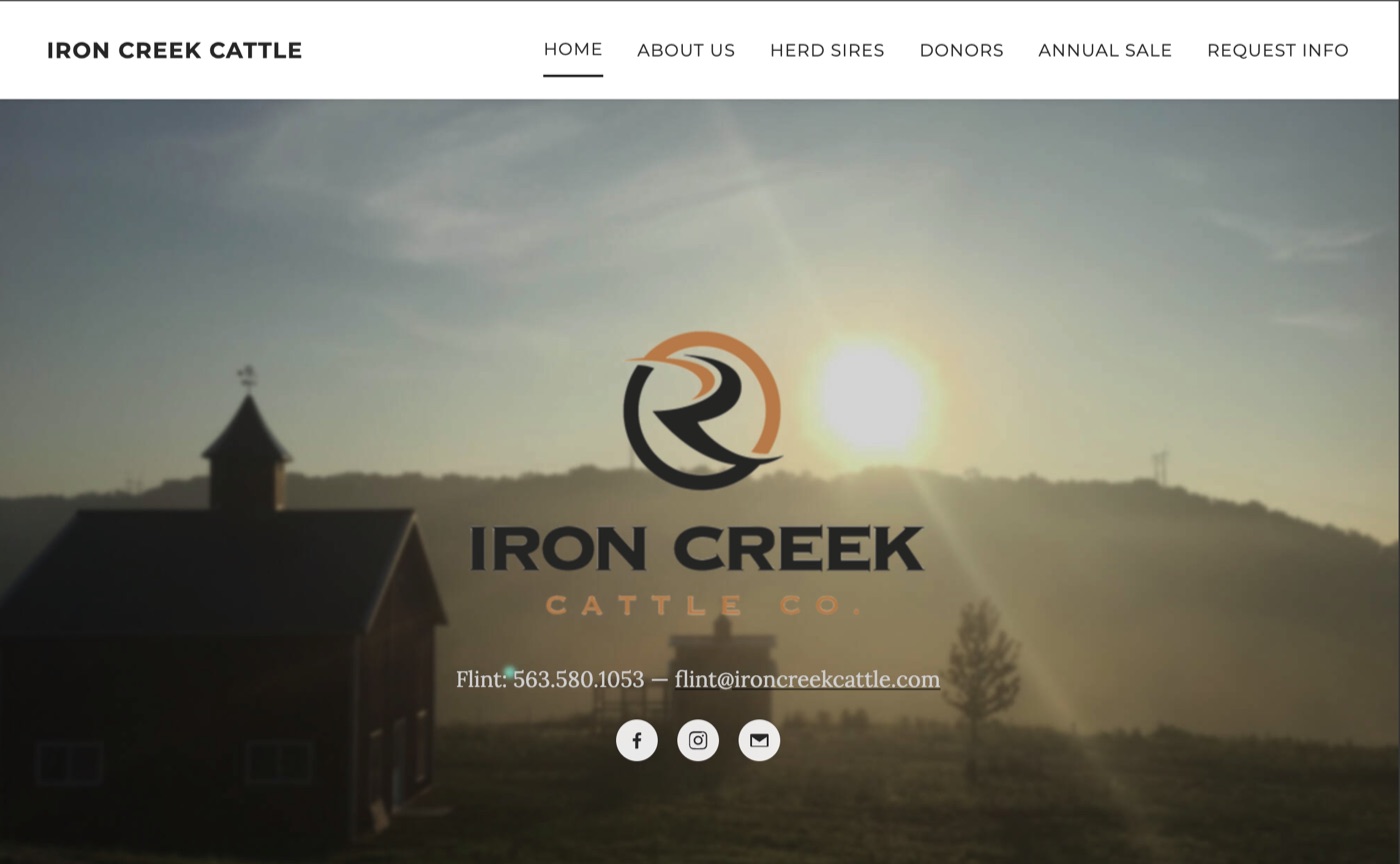 Iron Creek Cattle Co. website homepage