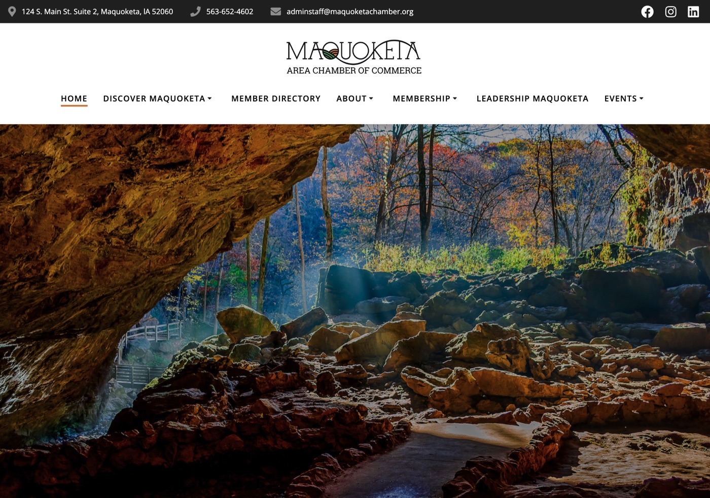 Maquoketa Area Chamber of Commerce website homepage