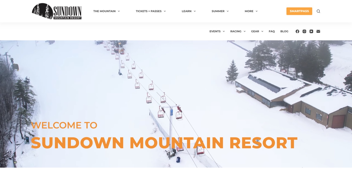 Sundown Mountain Resort website homepage