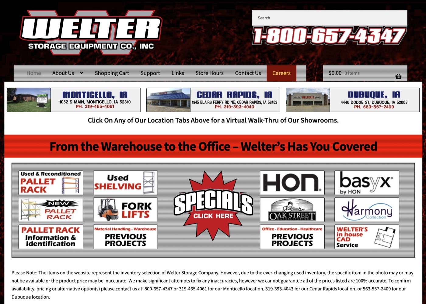 Welter Storage Equipment Co. website homepage